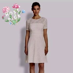KAY UNGER TEXTURED LACE FIT AND FLARE DRESS